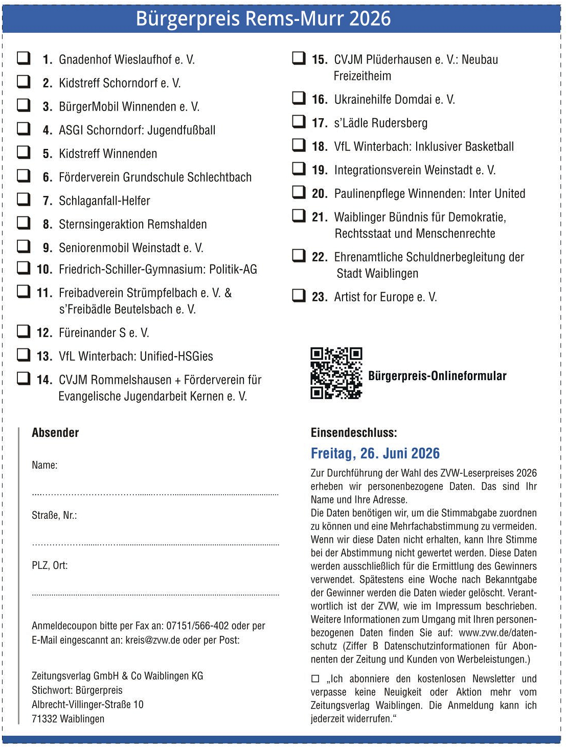 Formular zum B&uuml;rgerpreis 2026