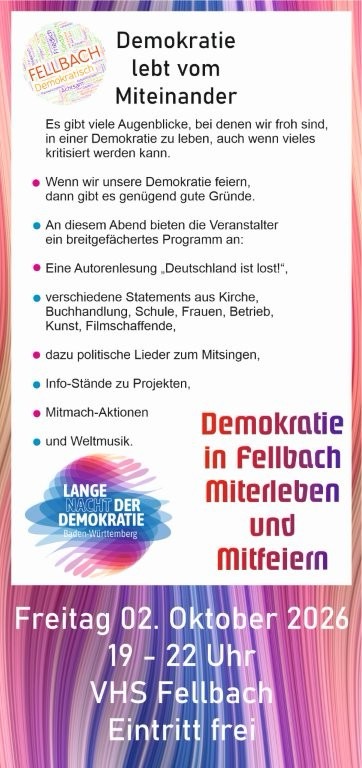 Lange Nacht der Demokratie in Fellbach Lange Nacht der Demokratie in Fellbach