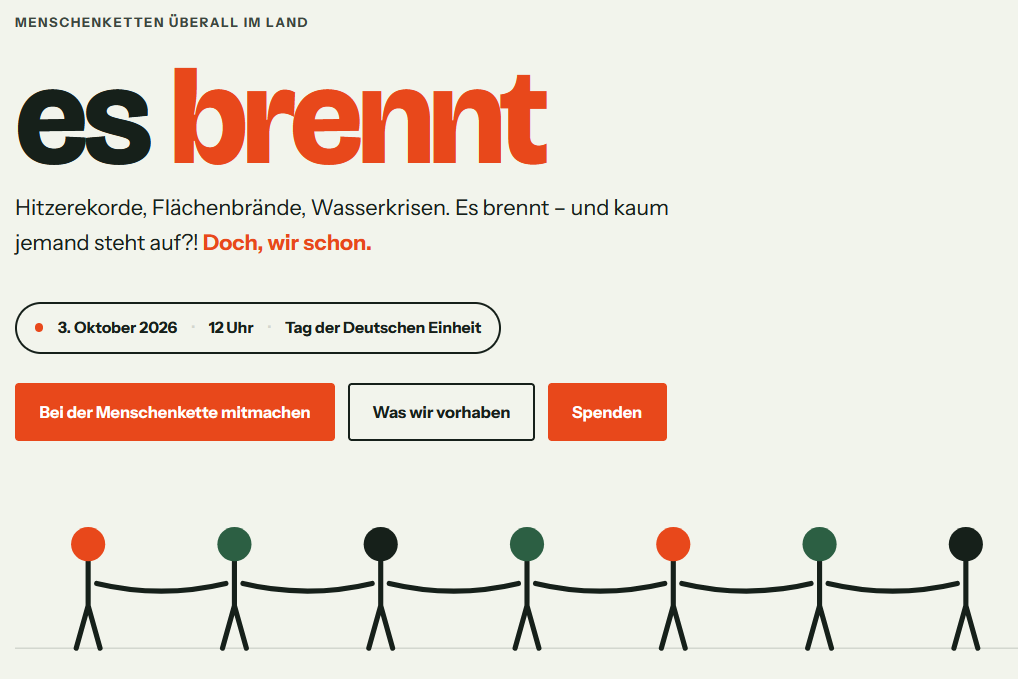 Aufruf zu es brennt am 3. Oktober 2026 12.00 Uhr