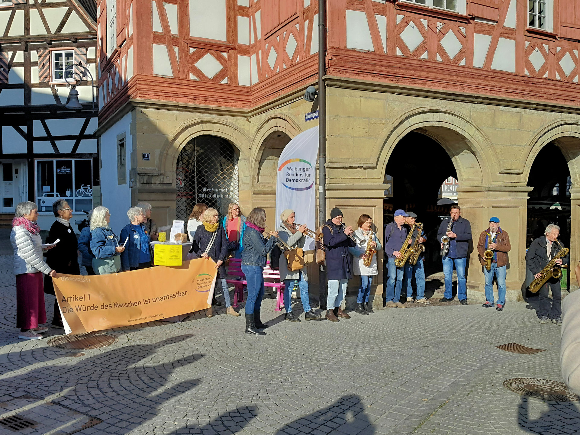 Flash Mob am Waiblinger Wochenmarkt