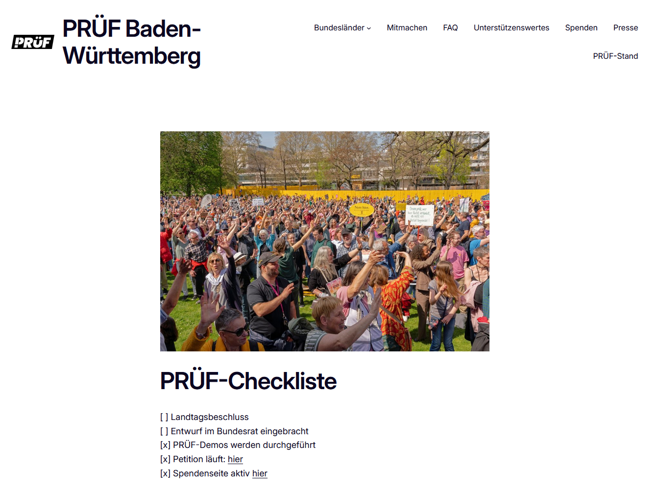 PR&Uuml;F Pr&uuml;fung Rettet &Uuml;brigens Freiheit - Baden-W&uuml;rttemberg