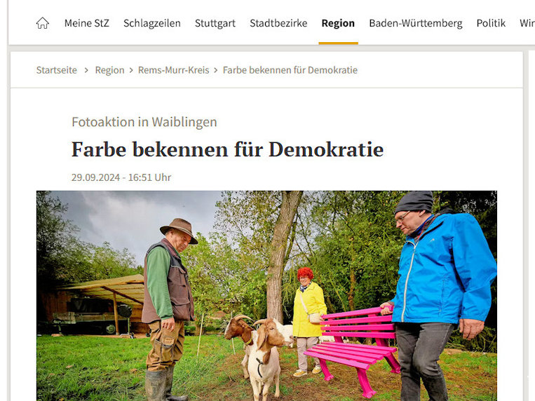 Farbe bekennen für Demokratie - Stuttgarter Zeitung vom 29. September 2024